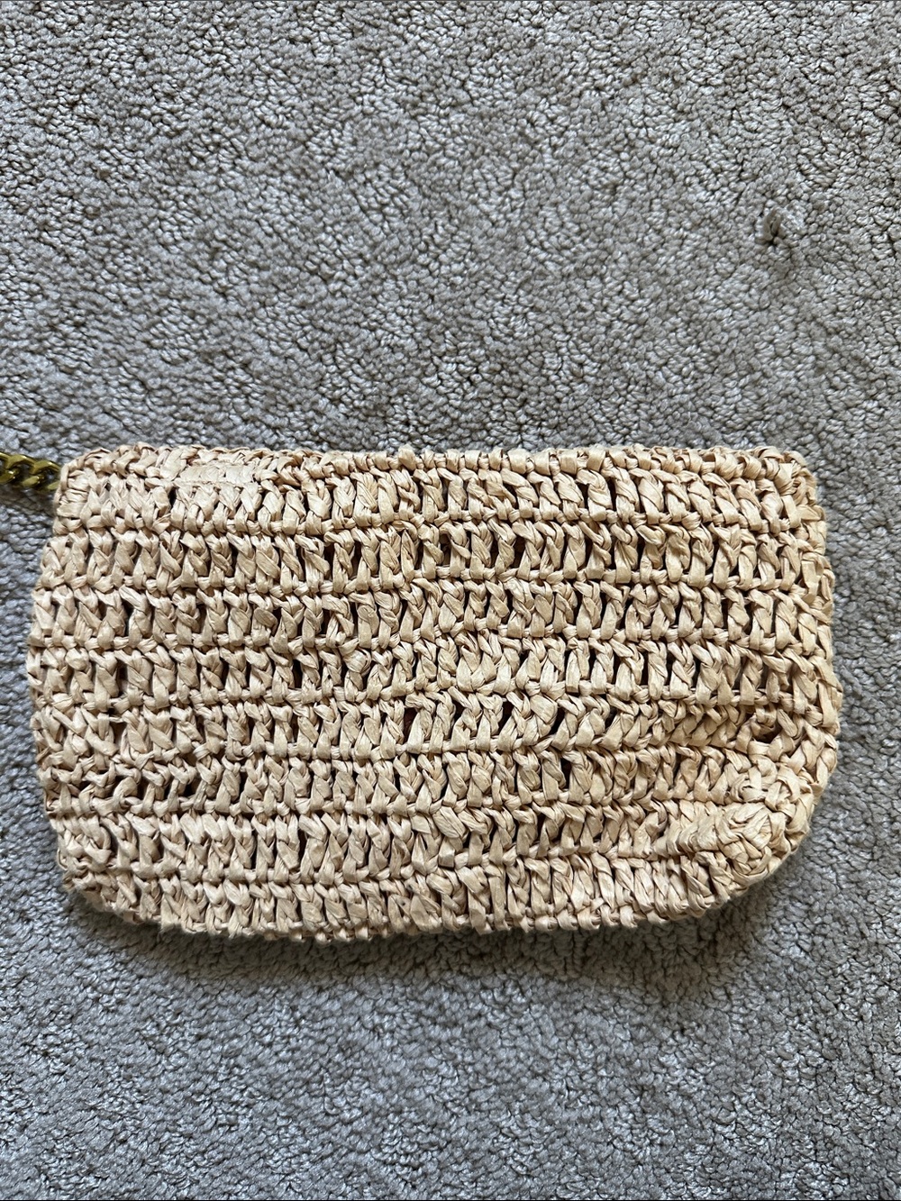 Saint Laurent Beige Straw Woven Clutch with Gold YSL Accent - Picture 4 of 4